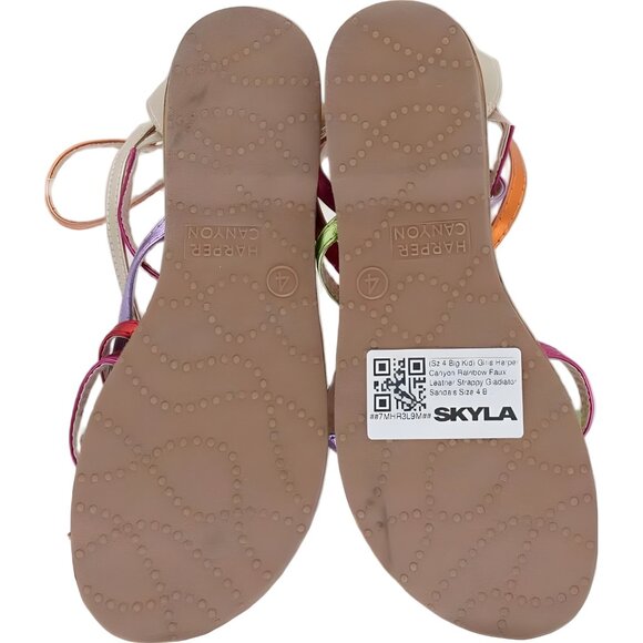 Girls Rainbow Gladiator Sandals Faux Leather Strappy - Size 4 - Picture 6 of 6